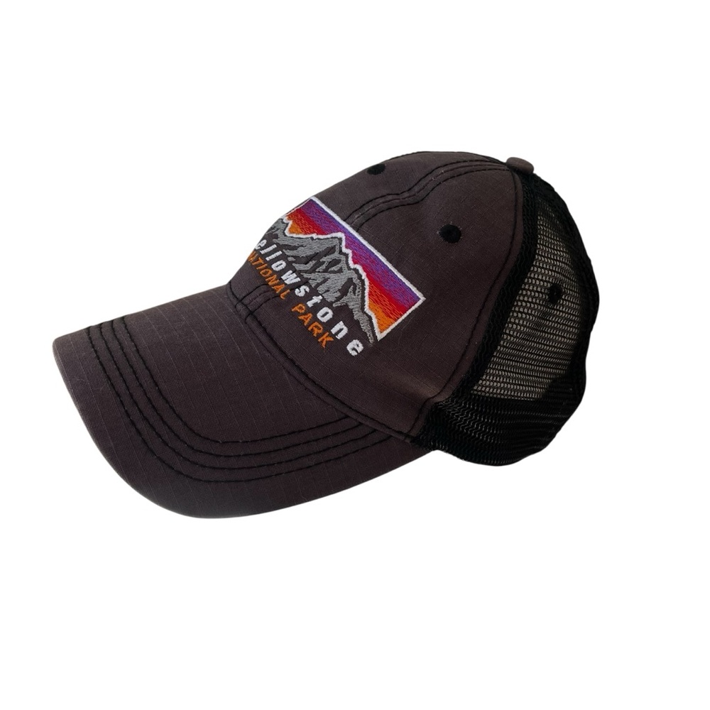 Yellowstone National Park baseball cap mountain graphic mesh snapback gray black - Picture 4 of 12